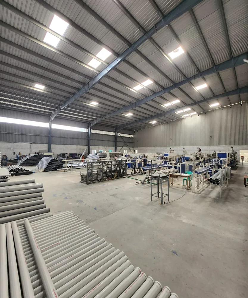 Pipe extrusion production line at Shiva Polytubes